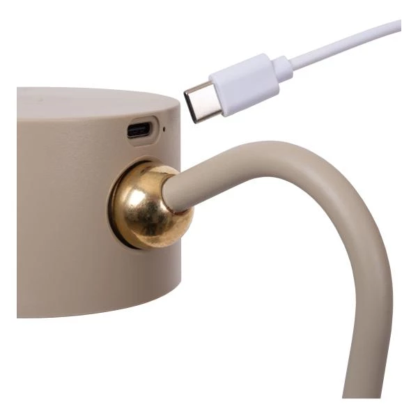 Lucide JOLAN - Rechargeable Desk lamp - Battery pack - LED Dim to warm - 1x3,5W 2700K/5700K - Taupe - detail 6